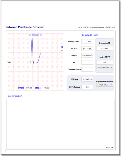 CardioSW - Stress Test, Interpretation Software - Medical equipment / Equipo medico - Mediventa USA